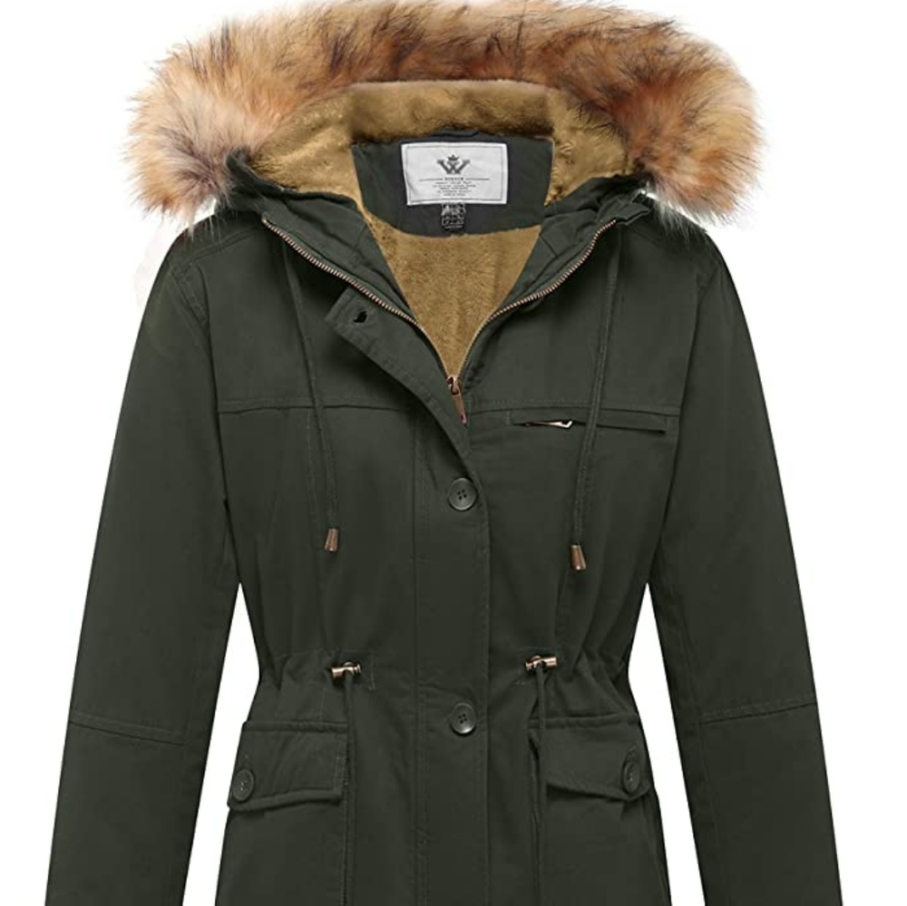 Women's Padded Fleece Cotton Faux Fur Hooded Coat